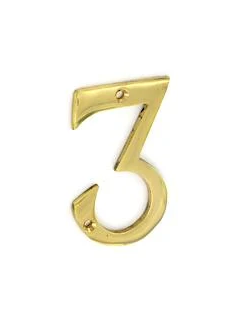 NUMERAL 3 75MM BRASS