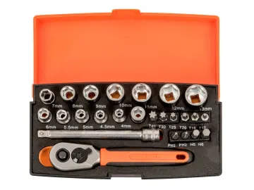 BAHCO SOCKET SET OF 25 METRIC 1/4" DRIVE