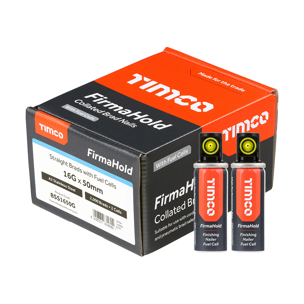 FIRMAHOLD 16G 50MM STAINLESS STEEL STRAIGHT BRADS WITH GAS (2000)