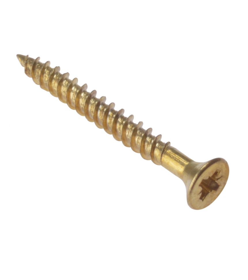 10 X 2" ELECTROBRASSED COUNTERSUNK POZI WOODSCREW