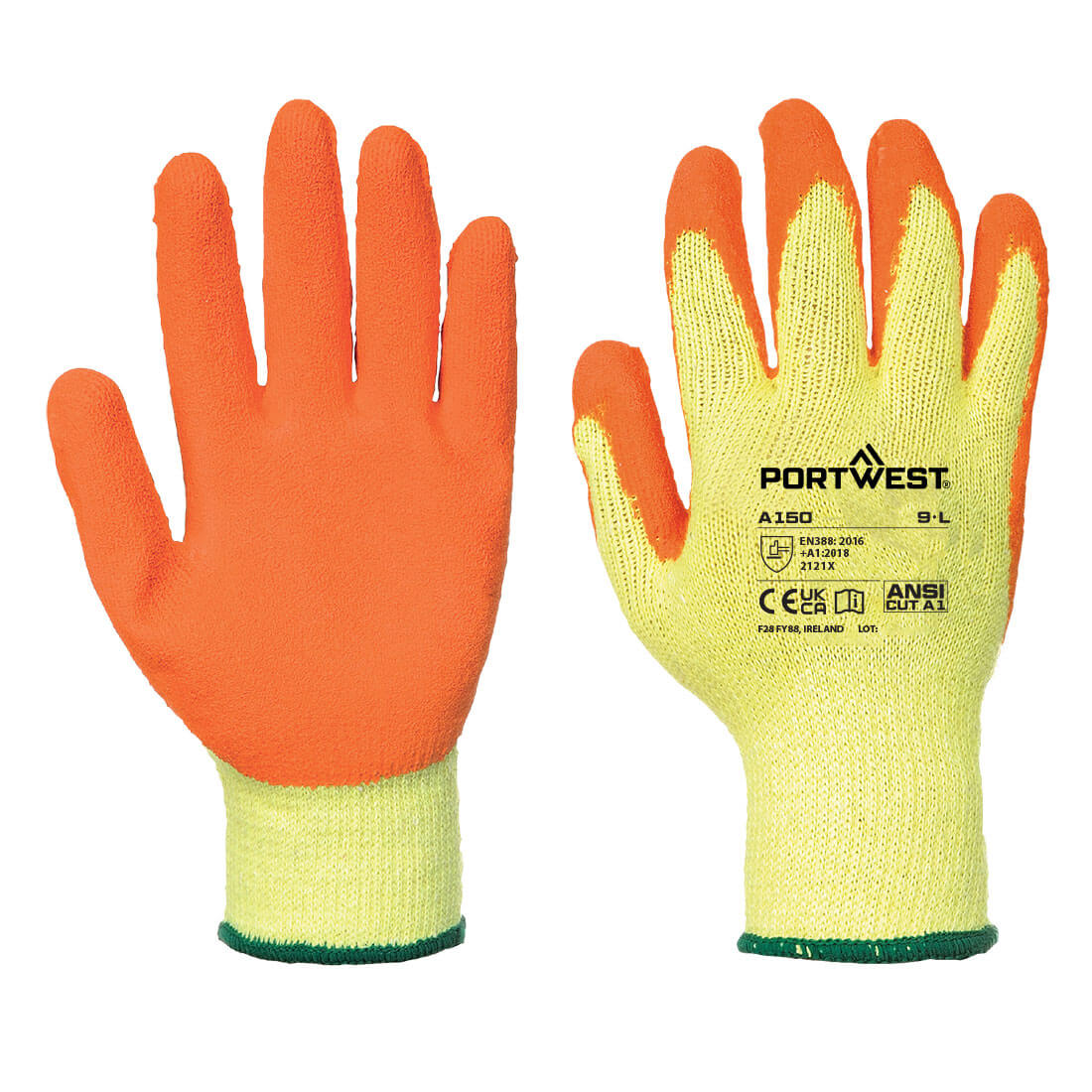SIZE 9 ORANGE GRAB & GRIP GLOVES (PAIR)