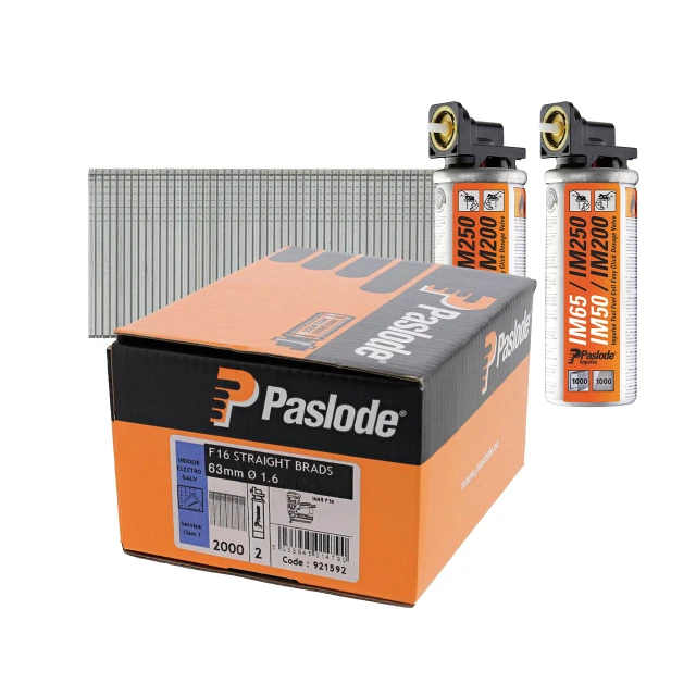 PASLODE IM65 63MM X 16G STRAIGHT BRADS WITH GAS (2000)