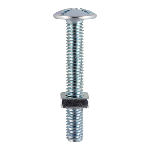 M6 X 30MM ROOFING BOLTS WITH SQUARE NUTS ZINC