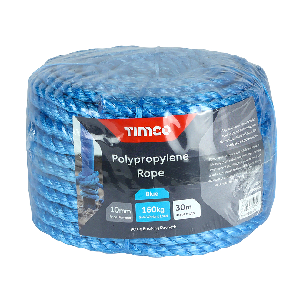 10MM X 30MTR COIL BLUE POLYPROPLENE ROPE