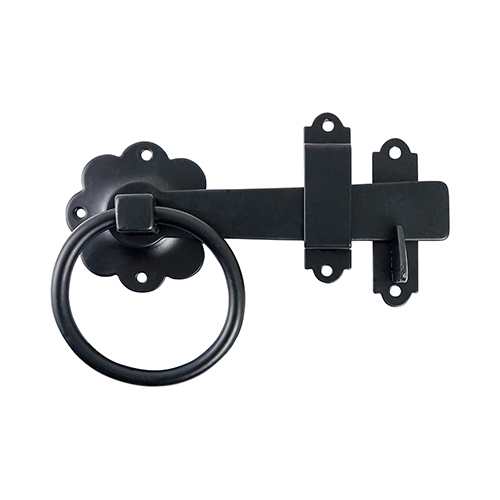 RING HANDLE GATE LATCH 6" BLACK