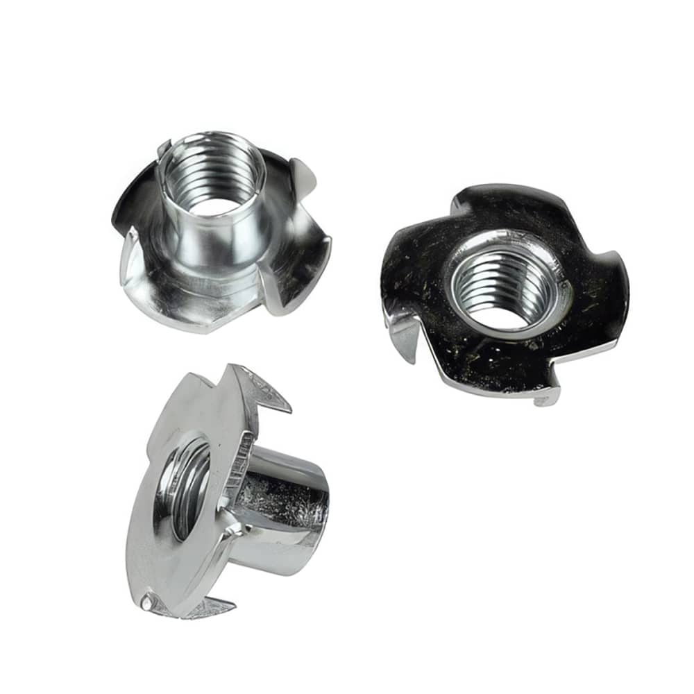 4 PRONGED TEE NUTS M6 X 9MM ZP