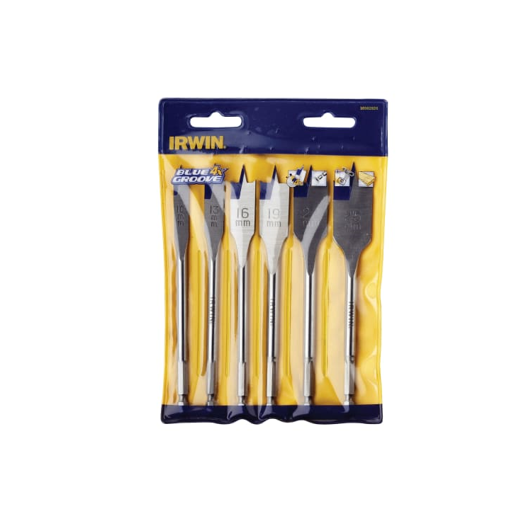 IRWIN 4X BLUE GROOVE FLAT BIT SET (6 PCE)