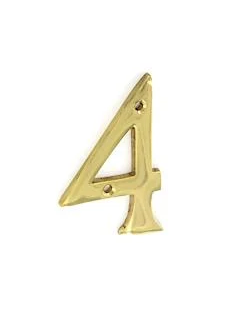 NUMERAL 4 75MM BRASS